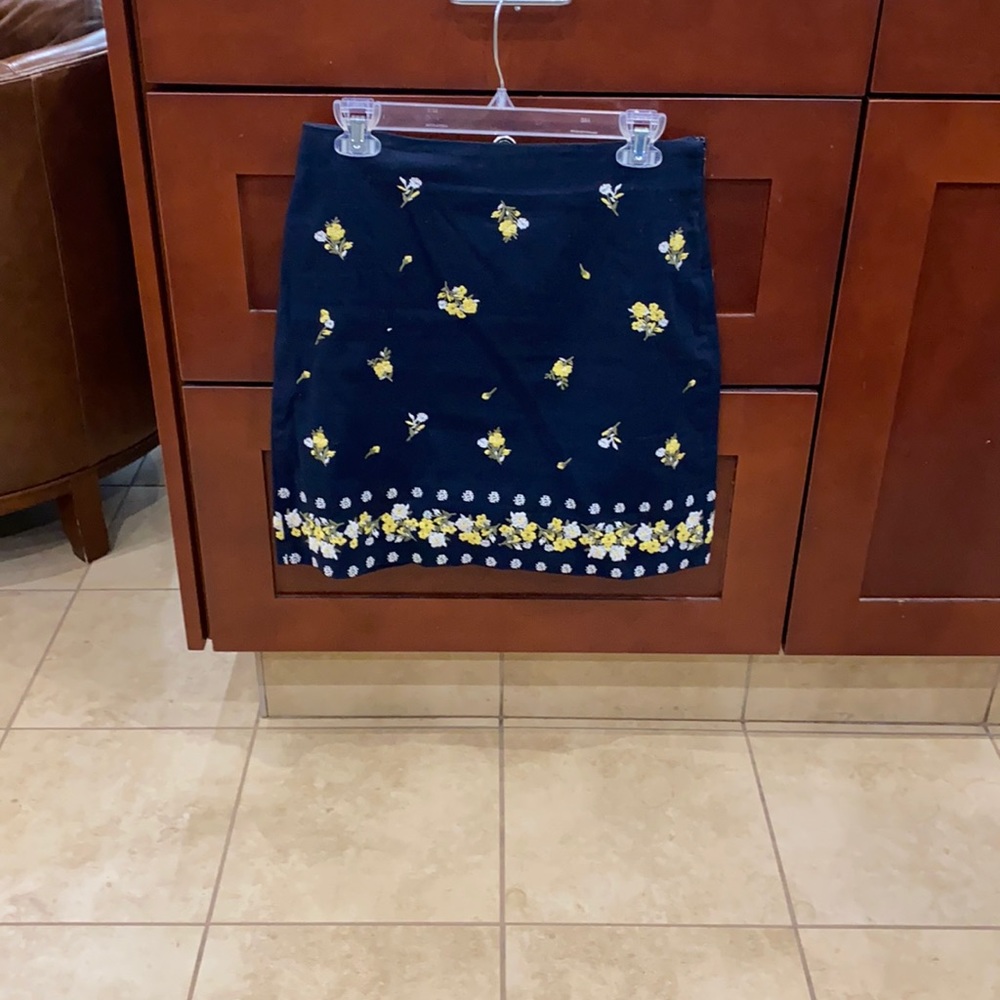 Navy background with yellow flowers cotton skirt